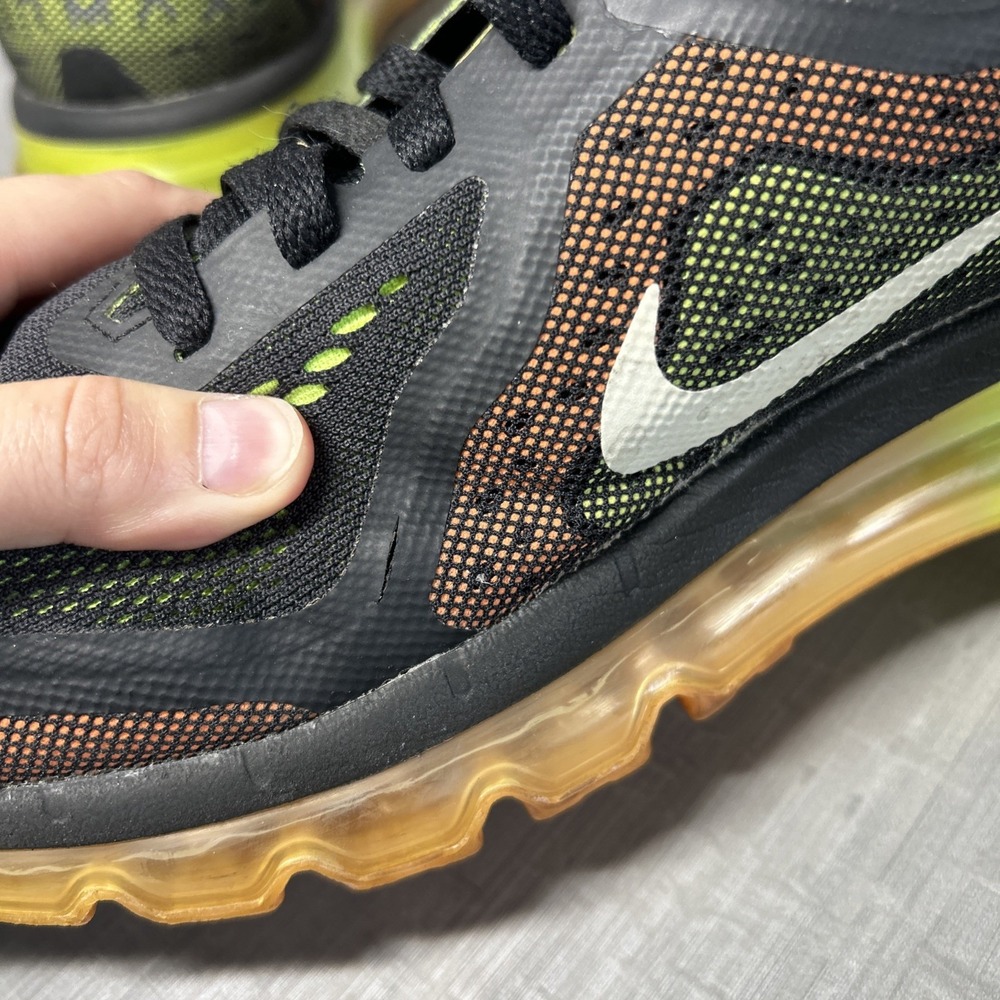 Nike Air Max 2014 Mens Size 12 Black Atomic Orange Volt Green Great *Minor Flaw - Picture 5 of 10
